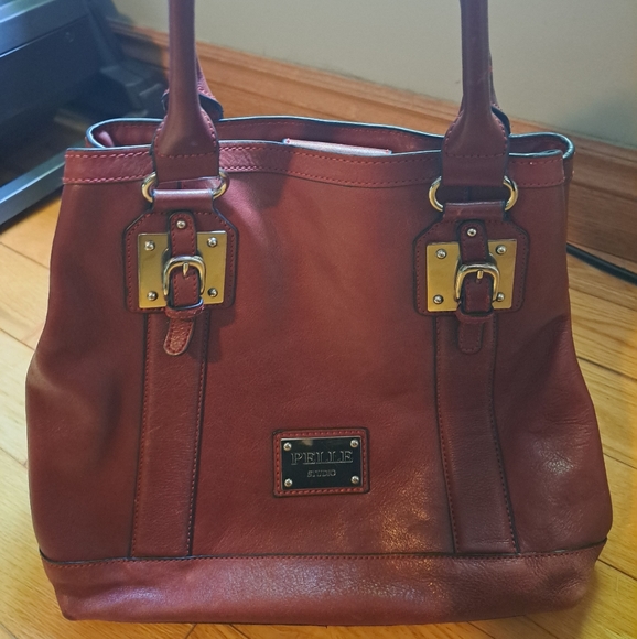 Wine Red Italian Leather Handbag with Silver Hardware - Picture 9 of 9